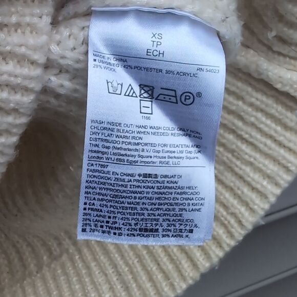 2000s Banana Republic Italian Yarn Wool Blend Crewneck Sweater Neutral Fisherman - Picture 4 of 4